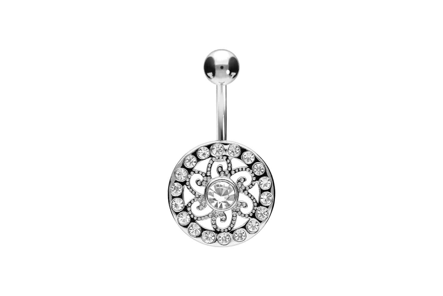 Titan Bananabell Piercing mit 925er Silber-Design MANDALA